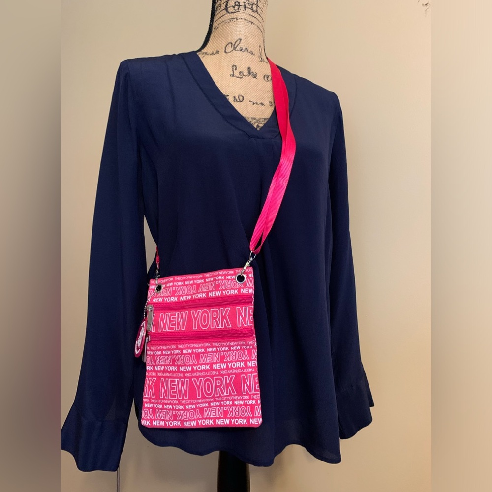 ROBIN RUTH bright pink New York smaller crossbody Bag NWT